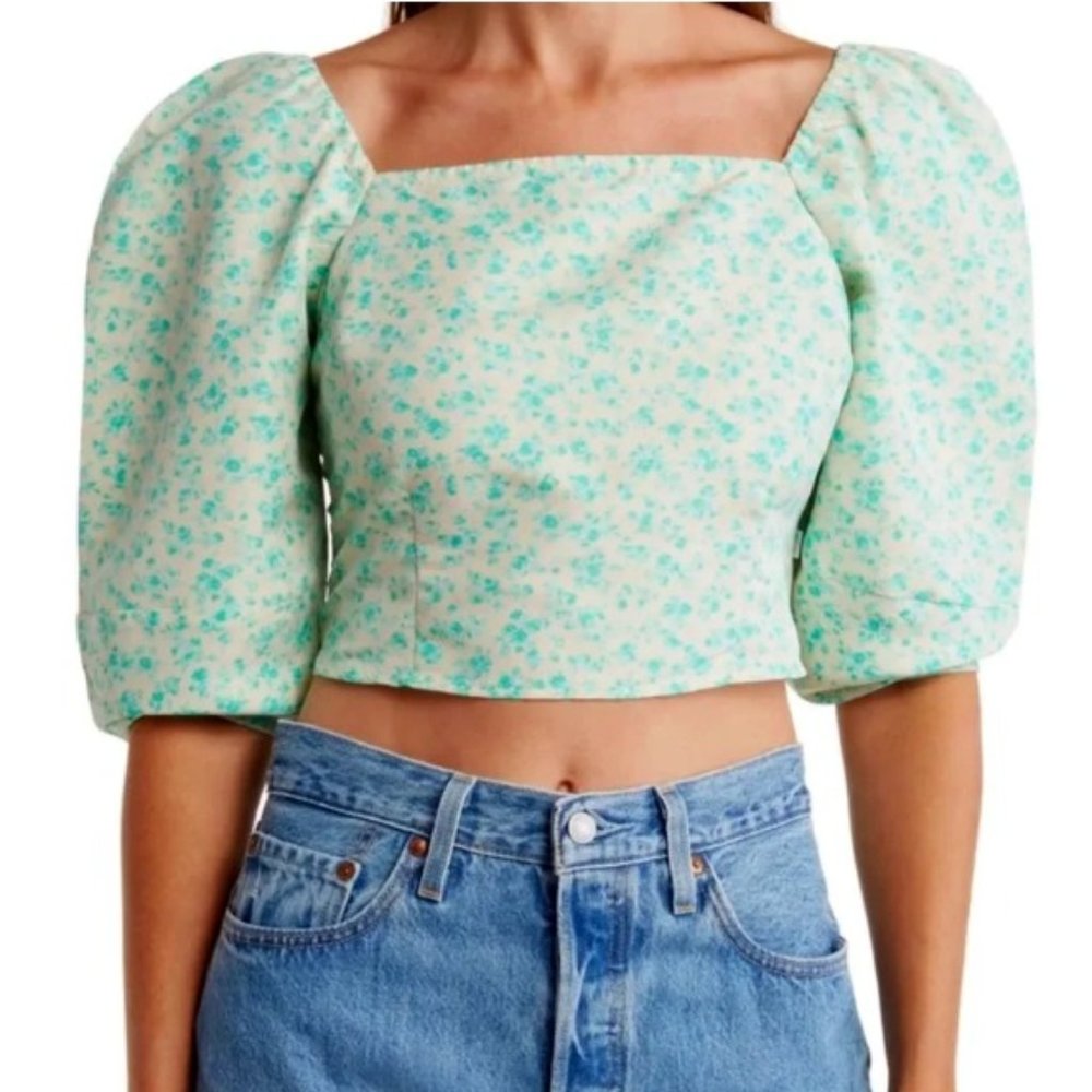 Levi’s Cropped green & white Statement Blouse